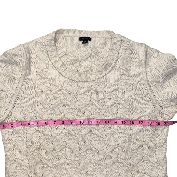 Ann Taylor Wool Blend Pearl Accent Cable Knit Sweater | Sz XL - Picture 7 of 9